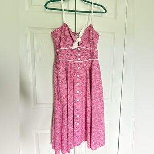 Unique Vintage Pink Smocked Floral Dress